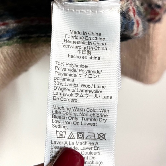 JCrew Fair Isle Sweater Mens SZ Large Lambswool Blend Crewneck Neutral Holidays - Picture 9 of 10